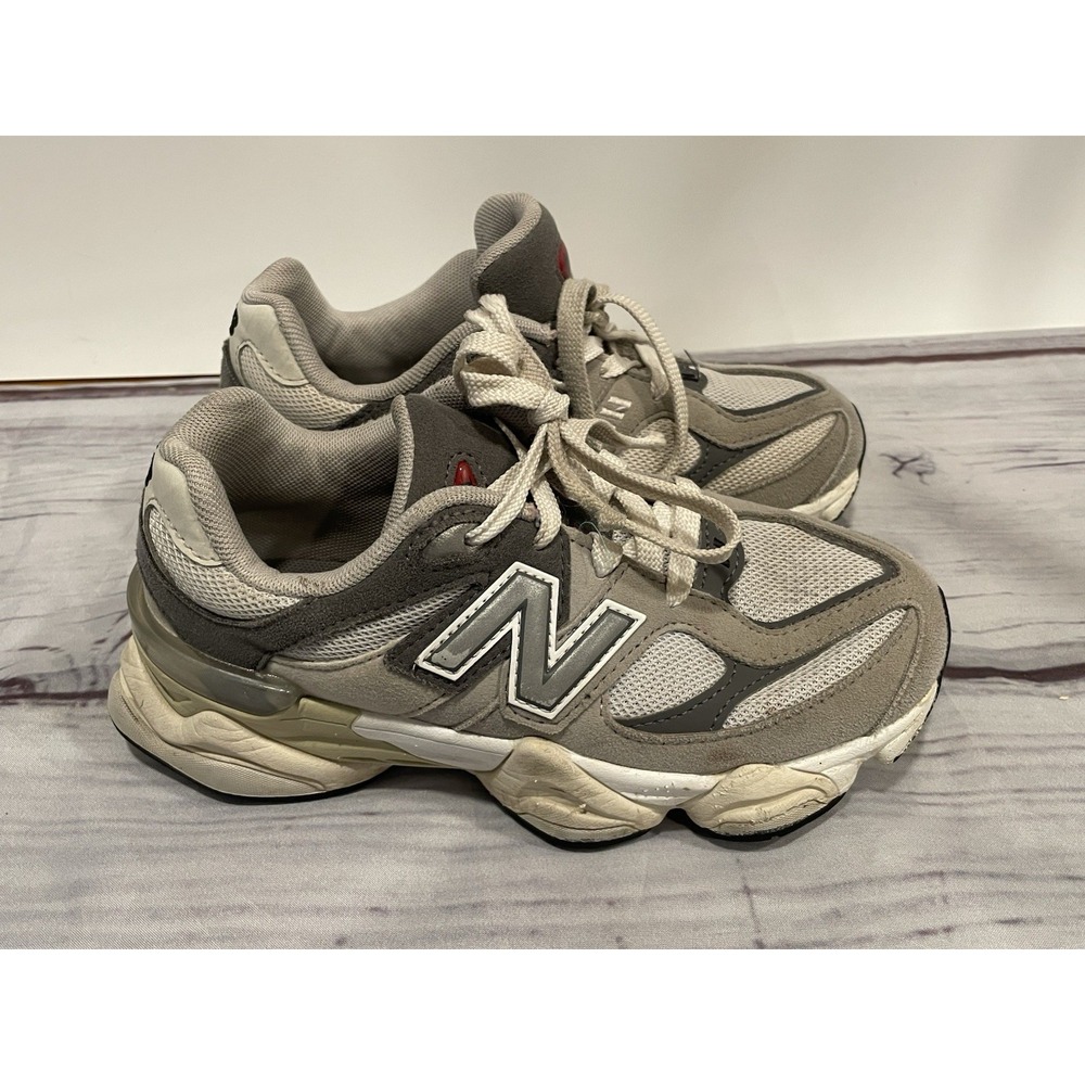 New Balance PC9060GY Kids Gray/White Lace-Up Low Top Sneakers US 2 EU 33.5